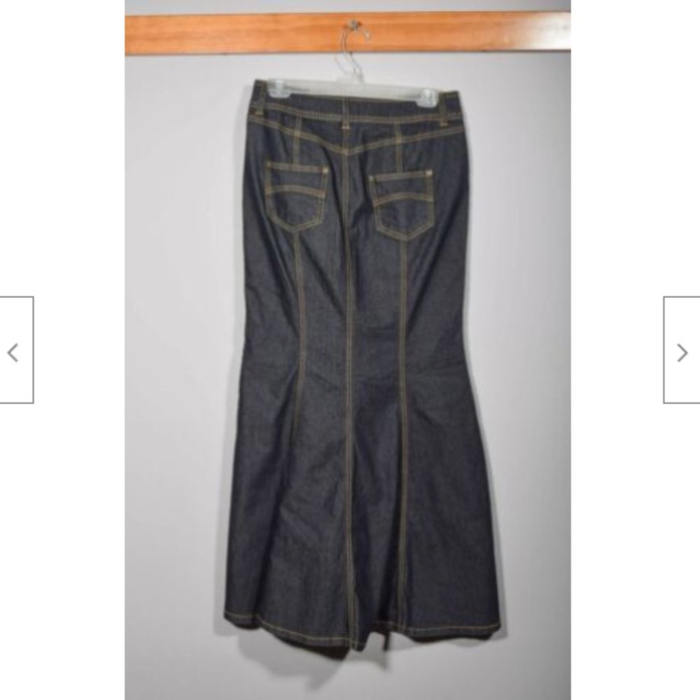 Michele Bohbot Bisou Bisou Fitted Denim Jacket Maxi Mermaid Skirt Set Sz 6 - Picture 6 of 8
